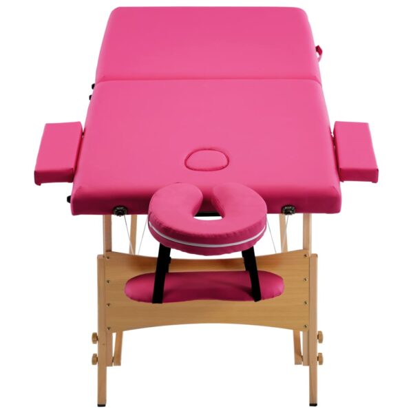 vidaXL Foldable Massage Table 2 Zones Wood Pink - Image 4