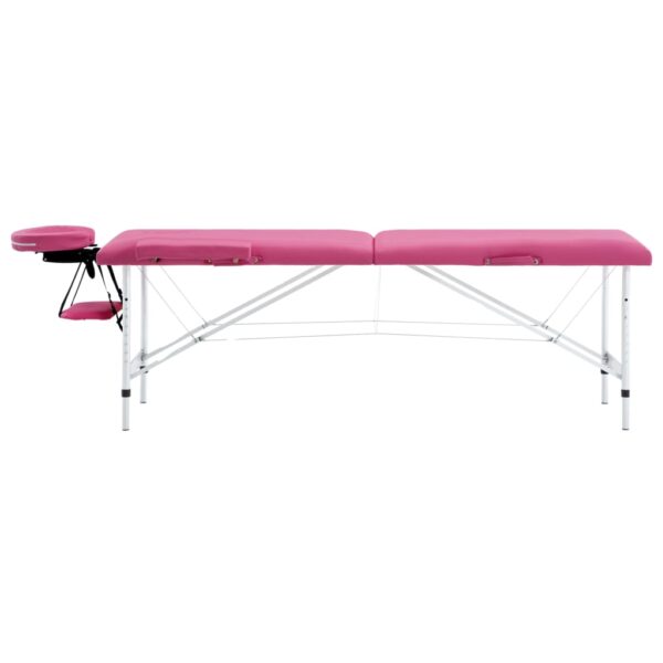 vidaXL Foldable Massage Table 2 Zones Aluminum Pink - Image 2