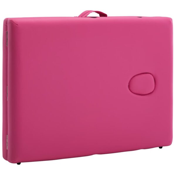 vidaXL Foldable Massage Table 2 Zones Aluminum Pink - Image 7