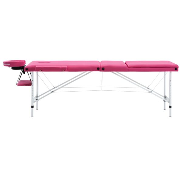 vidaXL Foldable Massage Table 3 Zones Aluminum Pink - Image 2