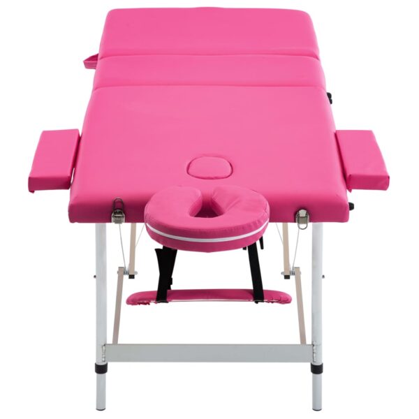 vidaXL Foldable Massage Table 3 Zones Aluminum Pink - Image 4