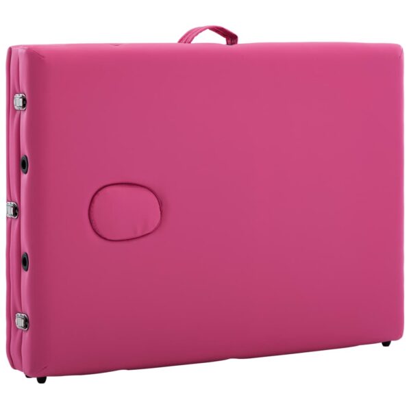 vidaXL Foldable Massage Table 3 Zones Aluminum Pink - Image 7