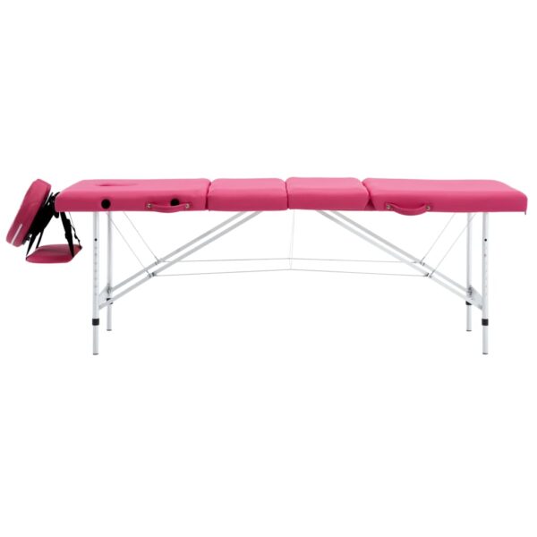 vidaXL Foldable Massage Table 4 Zones Aluminum Pink - Image 2