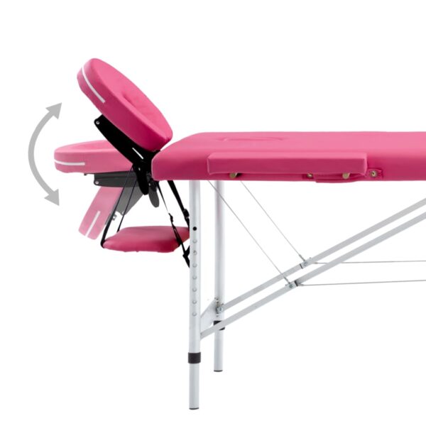 vidaXL Foldable Massage Table 4 Zones Aluminum Pink - Image 6