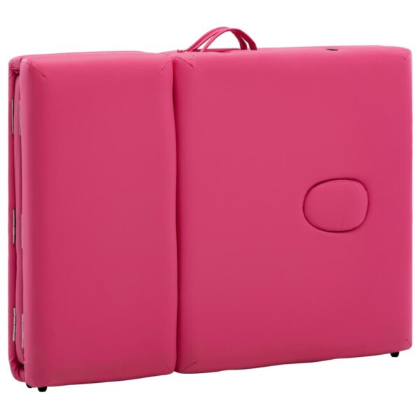 vidaXL Foldable Massage Table 4 Zones Aluminum Pink - Image 8