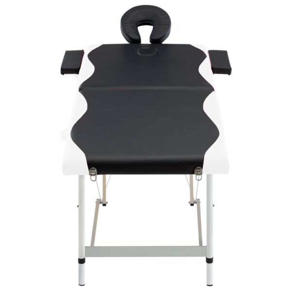 vidaXL 2-Zone Foldable Massage Table Aluminum Black and White - Image 2