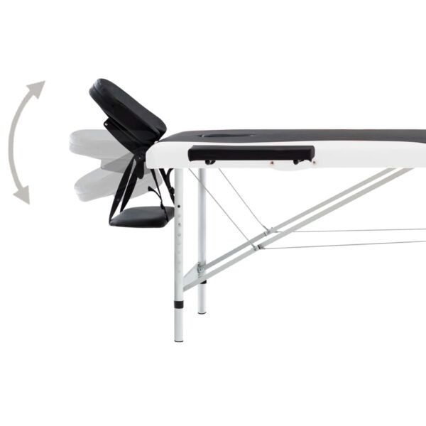 vidaXL 2-Zone Foldable Massage Table Aluminum Black and White - Image 4