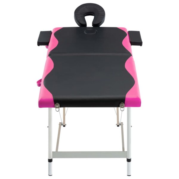 vidaXL 2-Zone Foldable Massage Table Aluminum Black and Pink - Image 2