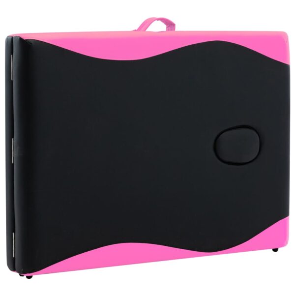 vidaXL 2-Zone Foldable Massage Table Aluminum Black and Pink - Image 7