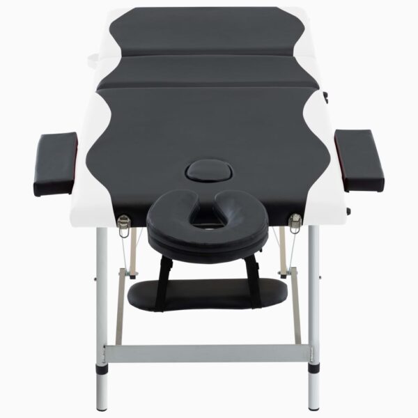 vidaXL 3-Zone Foldable Massage Table Aluminum Black and White - Image 2