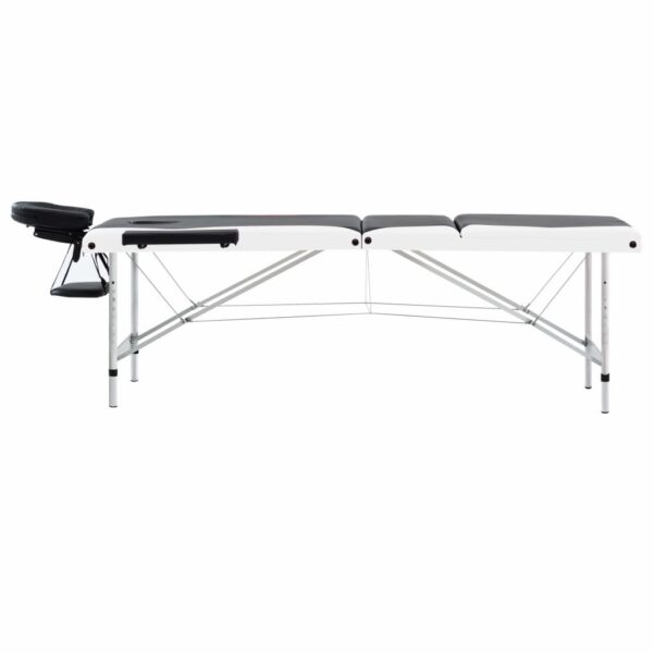 vidaXL 3-Zone Foldable Massage Table Aluminum Black and White - Image 3