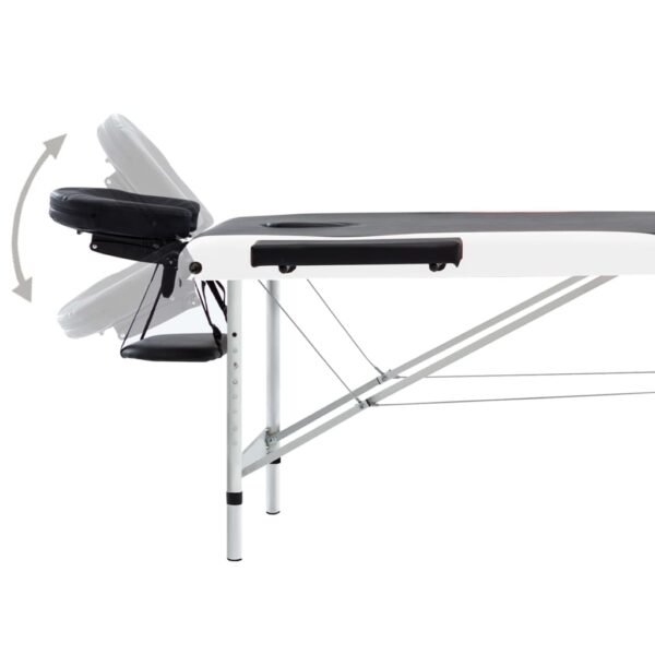 vidaXL 3-Zone Foldable Massage Table Aluminum Black and White - Image 5