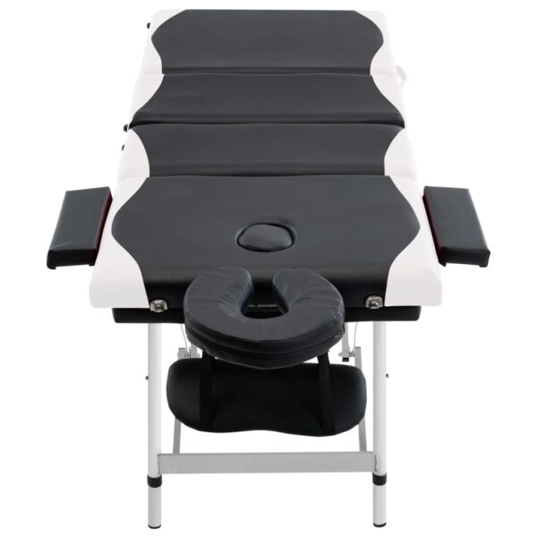 vidaXL 4-Zone Foldable Massage Table Aluminum Black and White - Image 2