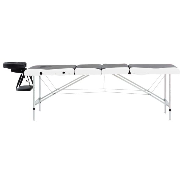 vidaXL 4-Zone Foldable Massage Table Aluminum Black and White - Image 3