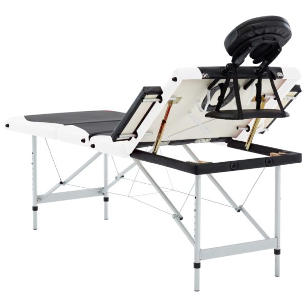 vidaXL 4-Zone Foldable Massage Table Aluminum Black and White - Image 6