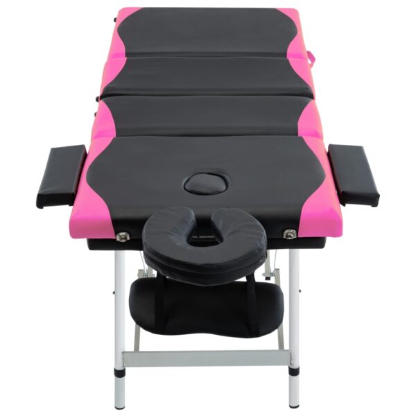 vidaXL 4-Zone Foldable Massage Table Aluminum Black and Pink - Image 2