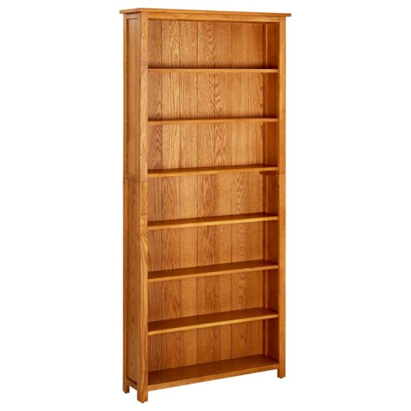 vidaXL 7-Tier Bookcase 35.4"x8.9"x78.7" Solid Oak Wood