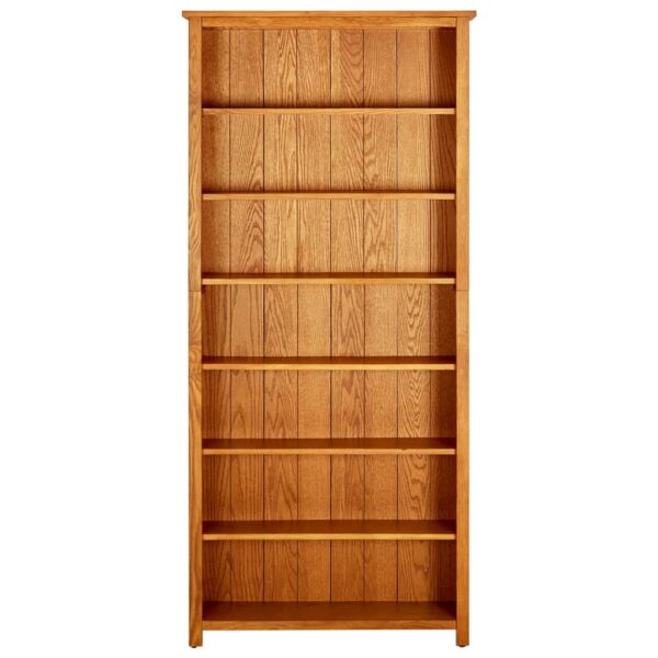 vidaXL 7-Tier Bookcase 35.4"x8.9"x78.7" Solid Oak Wood - Image 2