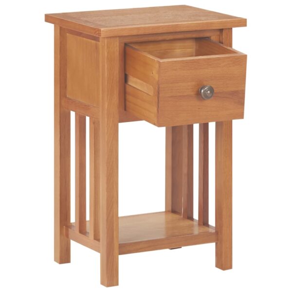 vidaXL Magazine Table with Drawer 13.8"x10.6"x21.7" Solid Oak Wood - Image 2