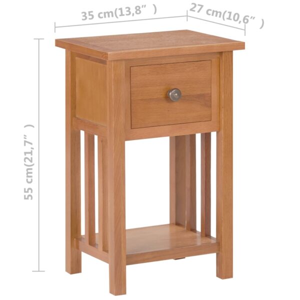 vidaXL Magazine Table with Drawer 13.8"x10.6"x21.7" Solid Oak Wood - Image 9