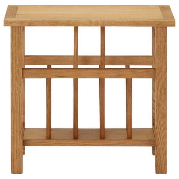 vidaXL Magazine Table 17.7"x10.6"x16.5" Solid Oak Wood - Image 2