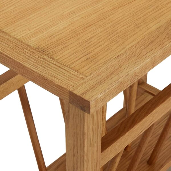 vidaXL Magazine Table 17.7"x10.6"x16.5" Solid Oak Wood - Image 5