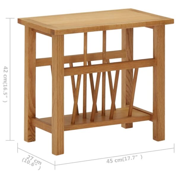 vidaXL Magazine Table 17.7"x10.6"x16.5" Solid Oak Wood - Image 6