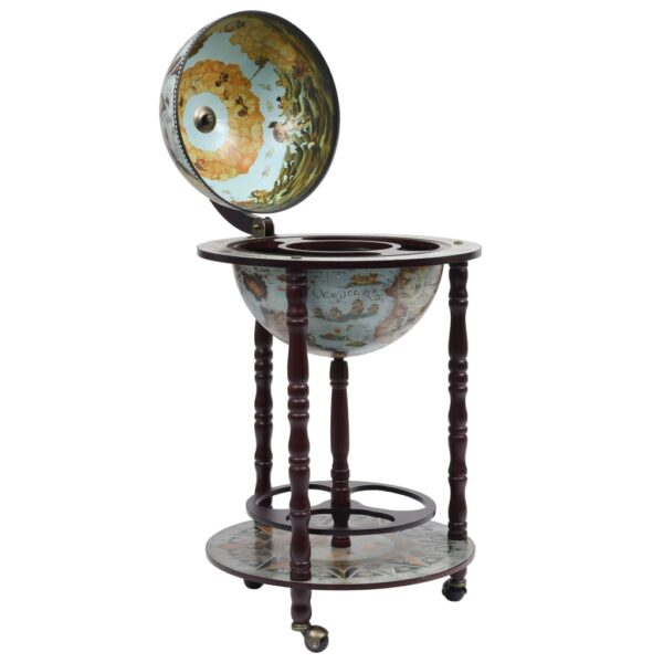 vidaXL Globe Bar Wine Stand Eucalyptus Wood Blue - Image 2