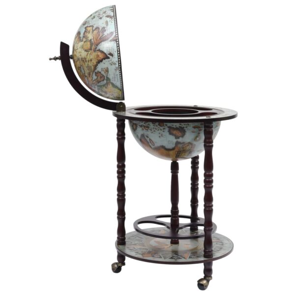 vidaXL Globe Bar Wine Stand Eucalyptus Wood Blue - Image 4