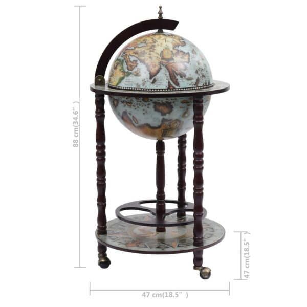 vidaXL Globe Bar Wine Stand Eucalyptus Wood Blue - Image 8