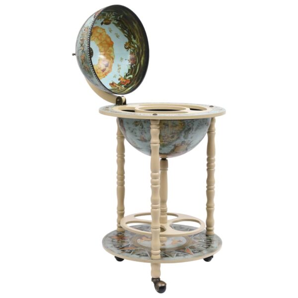 vidaXL Globe Bar Wine Stand Eucalyptus Wood Blue - Image 2