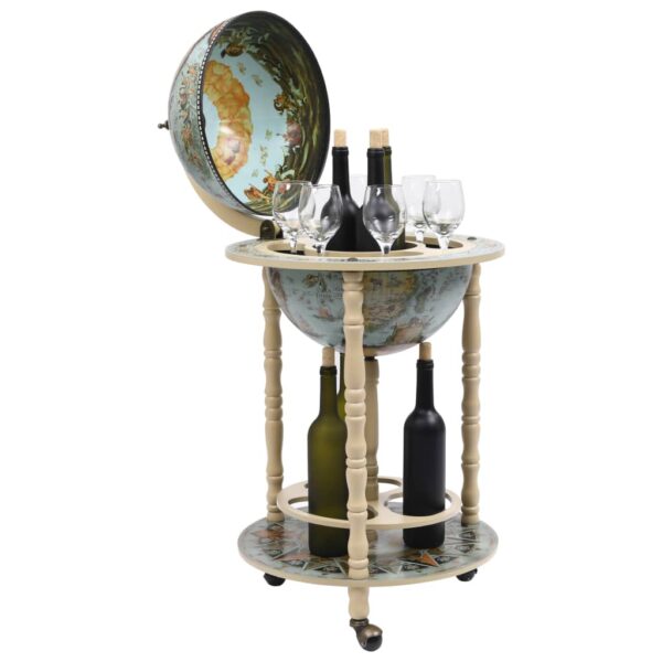 vidaXL Globe Bar Wine Stand Eucalyptus Wood Blue - Image 3