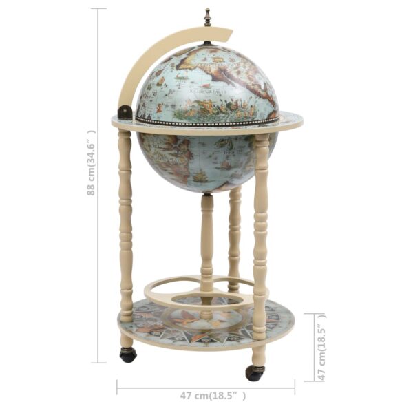 vidaXL Globe Bar Wine Stand Eucalyptus Wood Blue - Image 8