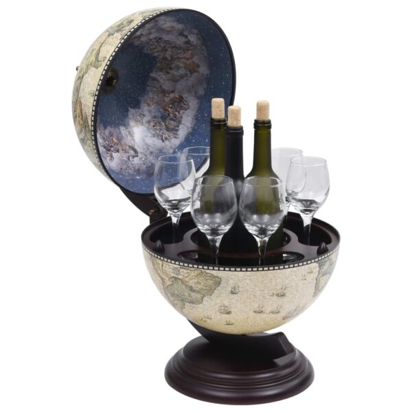 vidaXL Tabletop Globe Bar Wine Stand Eucalyptus Wood Green - Image 3