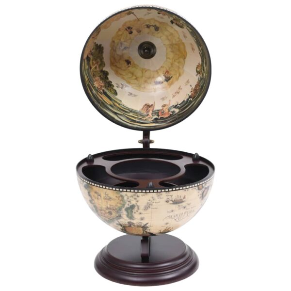 vidaXL Tabletop Globe Bar Wine Stand Eucalyptus Wood White - Image 4