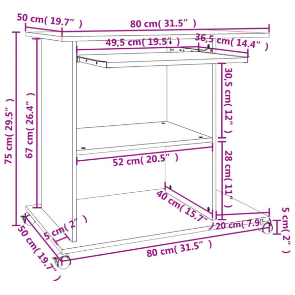 vidaXL Computer Desk Black 31.5"x19.7"x29.5" Engineered Wood - Image 6