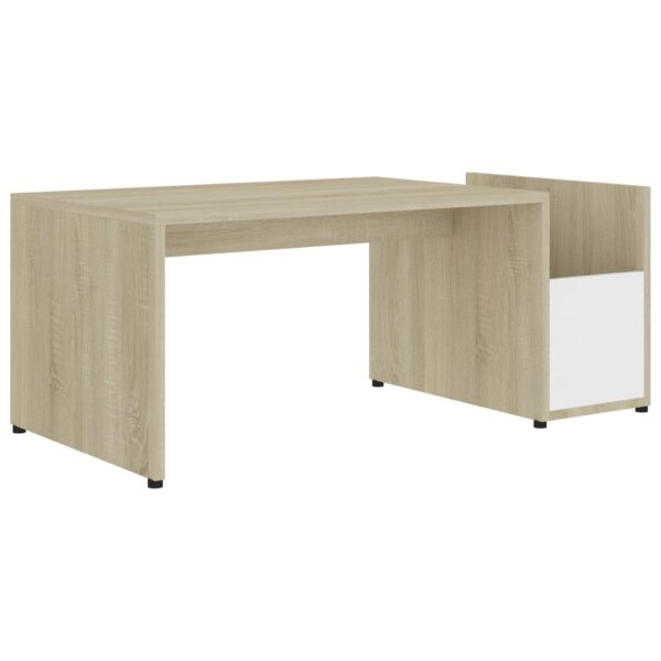 vidaXL Coffee Table White and Sonoma Oak 35.4"x17.7"x13.8" Engineered Wood - Image 2