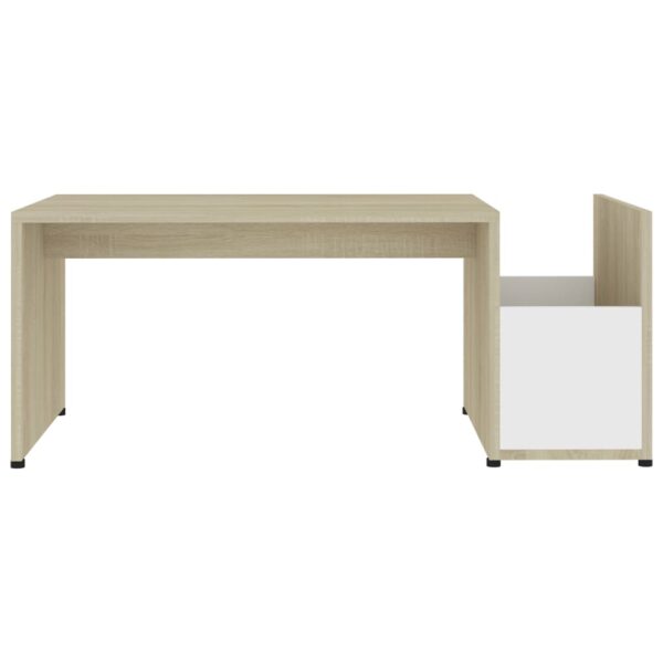 vidaXL Coffee Table White and Sonoma Oak 35.4"x17.7"x13.8" Engineered Wood - Image 4