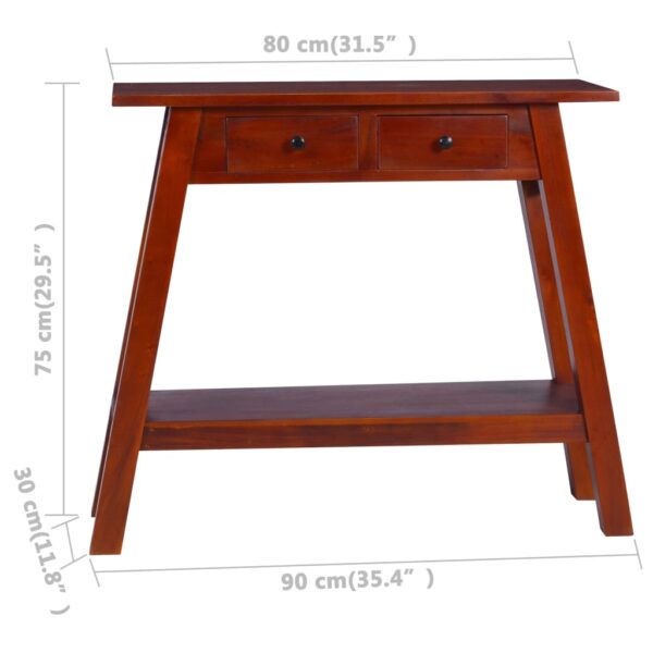 vidaXL Console Table Classical Brown 35.4"x11.8"x29.5" Solid Mahogany Wood - Image 9