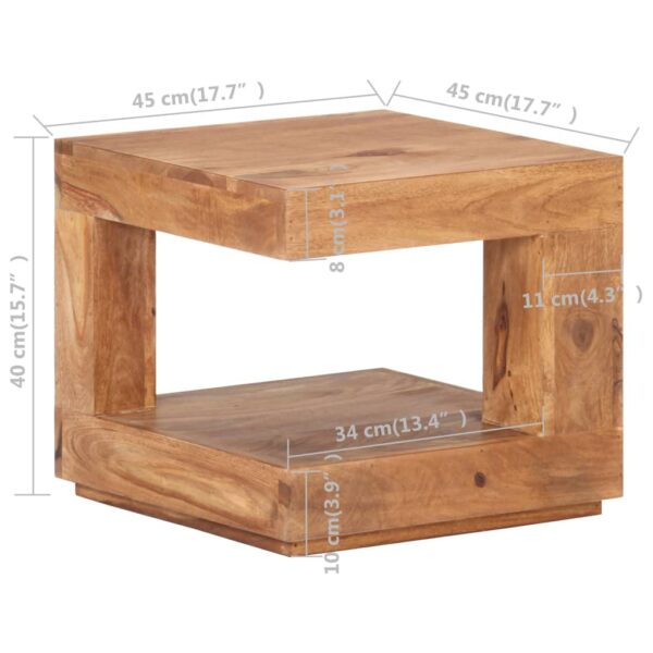 vidaXL Coffee Table 17.7"x17.7"x15.7" Solid Wood Acacia - Image 7