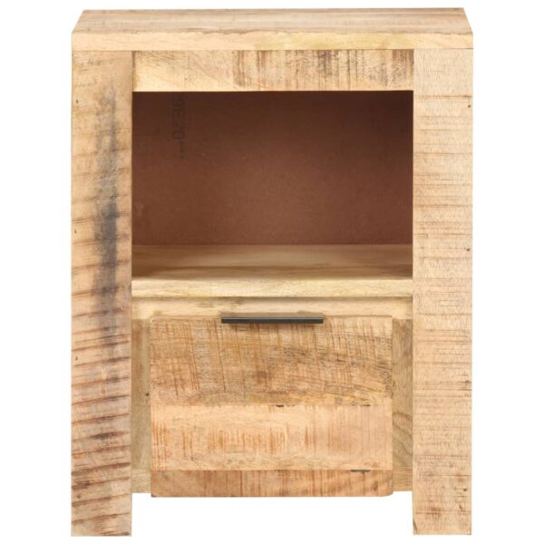 vidaXL Bedside Cabinet 15.7"x11.8"x19.7" Rough Mango Wood - Image 2