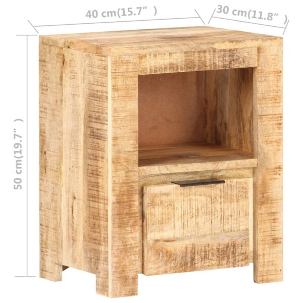 vidaXL Bedside Cabinet 15.7"x11.8"x19.7" Rough Mango Wood - Image 6