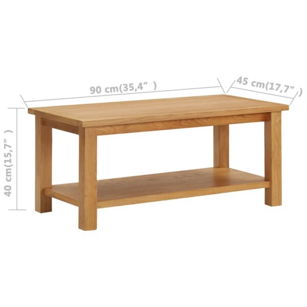 vidaXL Coffee Table 35.4"x17.7"x15.7" Solid Oak Wood - Image 7