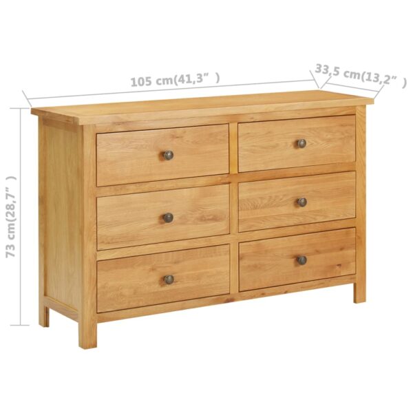 vidaXL Chest of Drawers 41.3"x13.2"x28.7" Solid Oak Wood - Image 7