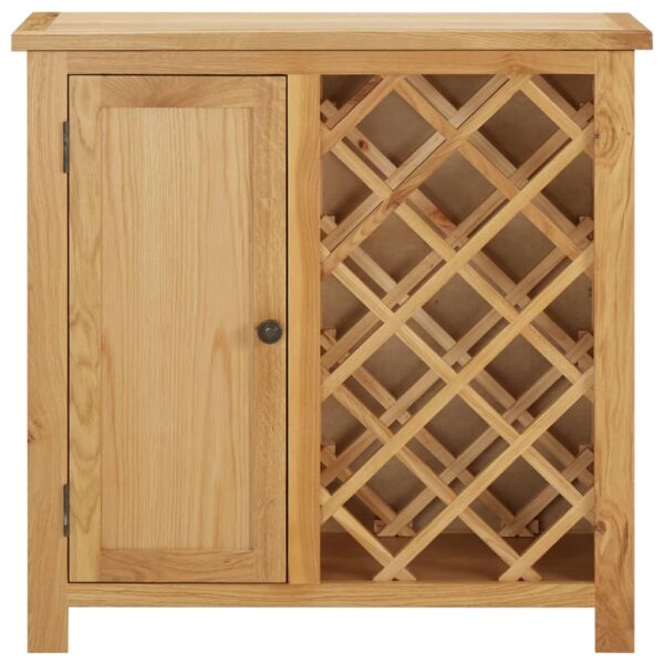 vidaXL Wine Cabinet for 11 Bottles 31.5"x12.6"x31.5" Solid Oak Wood - Image 2