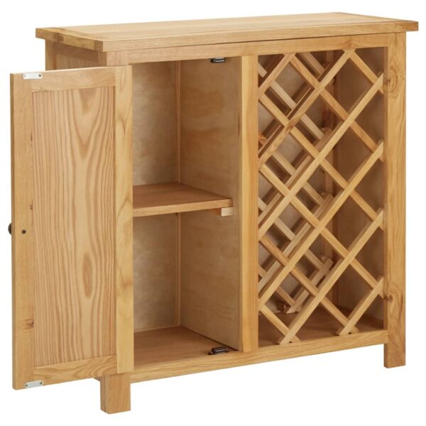 vidaXL Wine Cabinet for 11 Bottles 31.5"x12.6"x31.5" Solid Oak Wood - Image 3