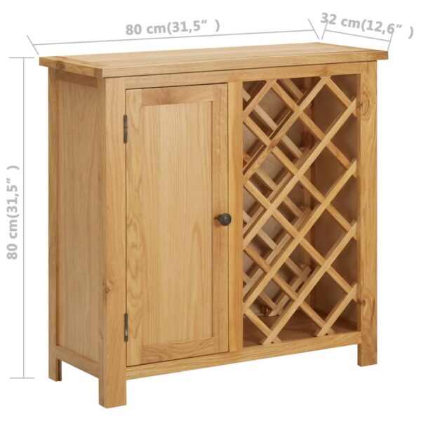 vidaXL Wine Cabinet for 11 Bottles 31.5"x12.6"x31.5" Solid Oak Wood - Image 8