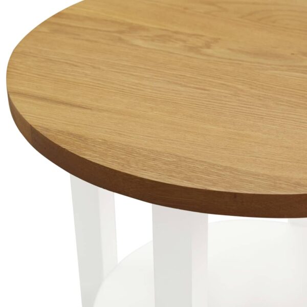 vidaXL Lamp Table 15.7"x19.7" Solid Oak Wood - Image 4