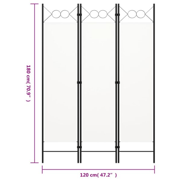 vidaXL 3-Panel Room Divider White 47.2"x70.9" - Image 6