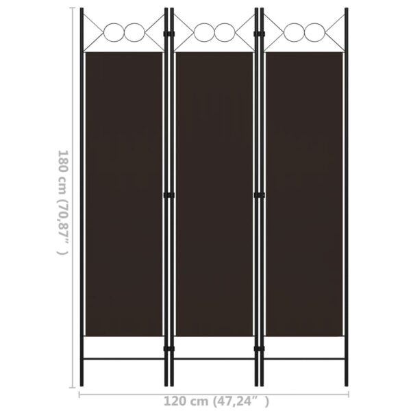 vidaXL 3-Panel Room Divider Brown 47.2"x70.9" - Image 6